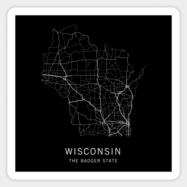 Wisconsin State Road Map Sticker by ClarkStreetPress